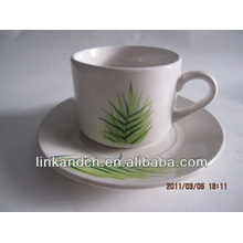 Haonai exported green grass decal ceramic cup and saucer